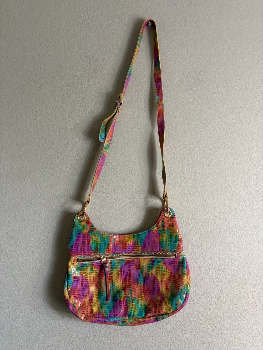 Marmi Multicolor Rainbow Textured Leather Snakeskin Patterned Crossbody Purse